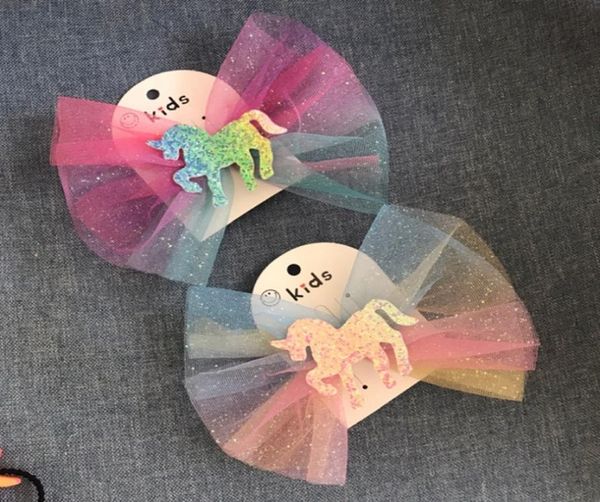 

unicorn hair clips rainbow girls barrettes cartoon animal hairpins large bows hairclips designer hair accessories dhw34357264902, Slivery;white
