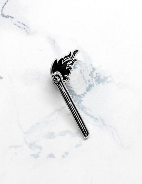 

matchstick black personality beautiful creative decoration special plant cartoon enamel lapel denim small black flame pins6440588, Gray