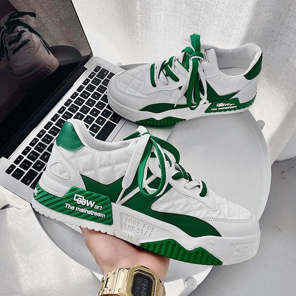 

dress shoes designer shoes for men casual platform sneakes two-tone lace up trainers fashion student sneakes mens vulcanized tenis masculino, Black