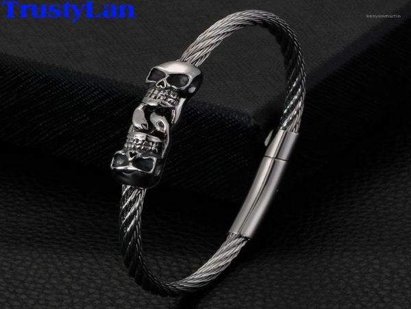 

gothic double bangle men stainless steel mens bangle bracelet cool friendship jewelry accessories gifts for husband17982992, White