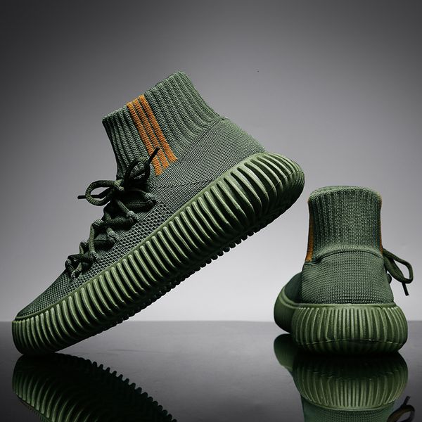 

boots fujeak fashion men sneakers mesh breathable casual shoes mens outdoor sport shoes lightweight vulcanize shoes walking sock boots 23071, Black