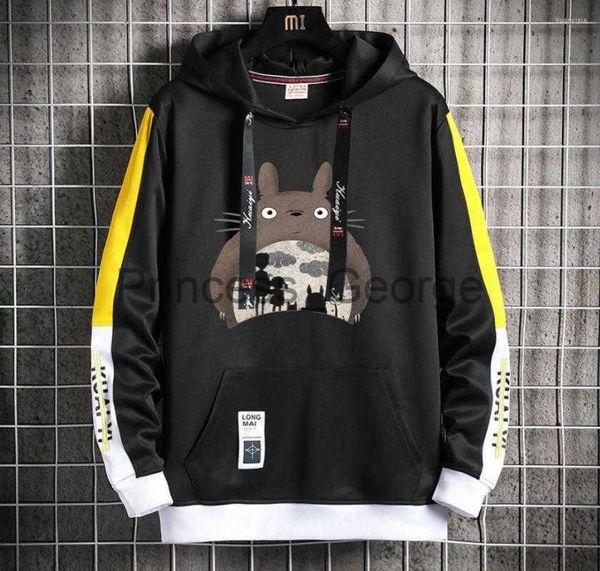 

men's hoodies sweatshirts men's hoodies anime my neighbor totoro hoodie casual fake twopiece jacket coat women men harajuku hooded, Black