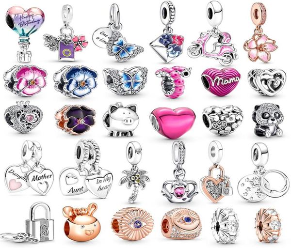 

new popular 925 sterling silver 2 pieceslot butterfly love key lock beads for original p bracelet necklace ladies men diy j7279011, Bronze;silver