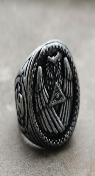 

vintage silver color all seeing eye pyramid illuminati snake owl skull biker rings mens masonic jewelry9671783, Golden;silver