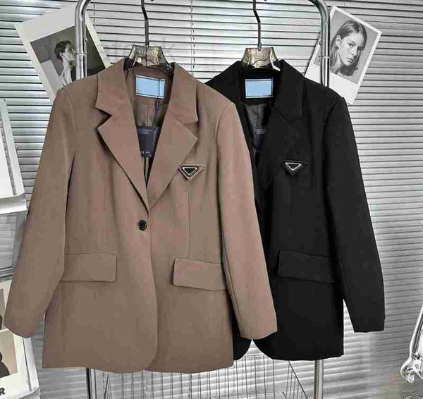 

women's suits & blazers designer suit coat early spring jackets fashion matching inverted triangle letter medium and long suits nylon j, White;black