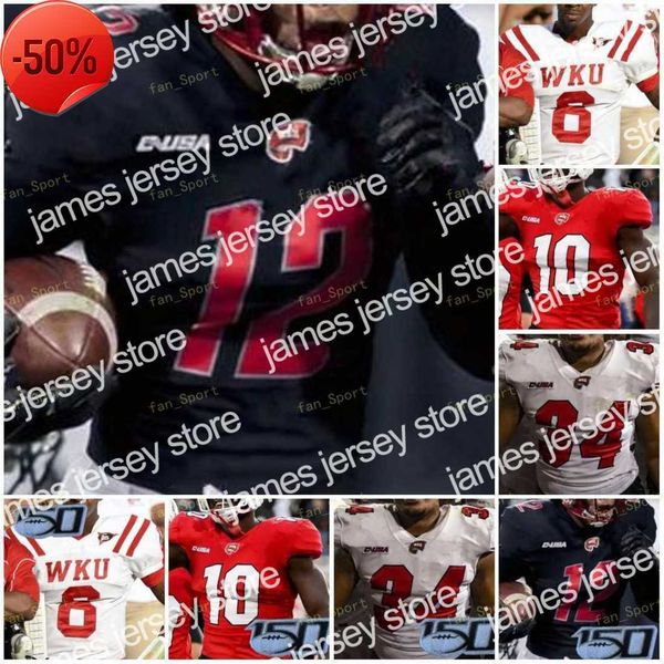 

new custom 2021 western kentucky hillers wku football jersey ncaa college 7 jahcour pearson 34 juwuan jones 2 jacquez sloan 1 tyrrell, Black;red