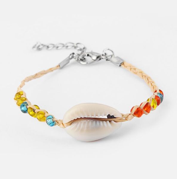 

10 pcs natural shell glass seed bead woven raffia friendship bracelets surf fine jewelry5624557, Black