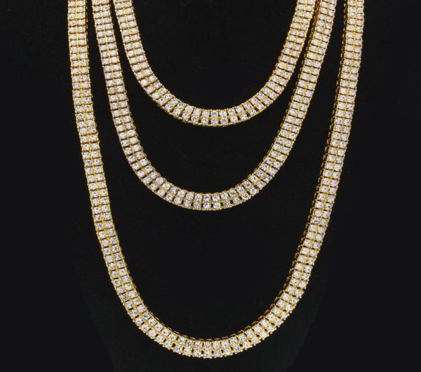 

men women on gold silver black 2 row diamond simulated 2030inch chain necklace 10mm men hip hop jewelry9946172
