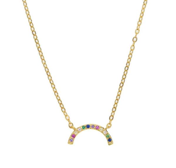 

guarantee 925 sterling silver rainbow necklace fits fashion jewelry vermeil gold plated simple necklaces5811074