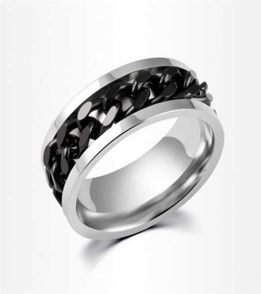 

men ring stainless steel black silver gold link chain rings for women new fashion punk jewelry hz6199797