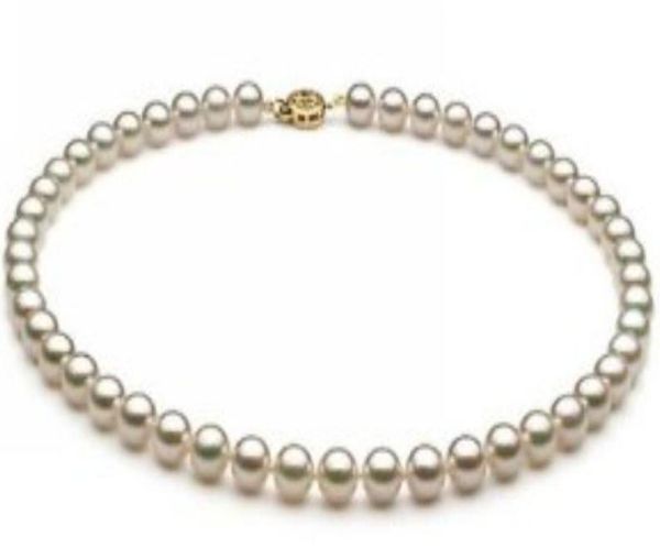 

charming natural 89mm white akoya pearl necklace 18inch 14k gold clasp4544071, Silver