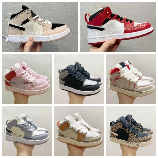 

infant designer kids shoes jumpmans 1 1s kid basketball shoe paint drip light smoke grey pink quartz shadow lucky boys girls toddler outdoor, Black