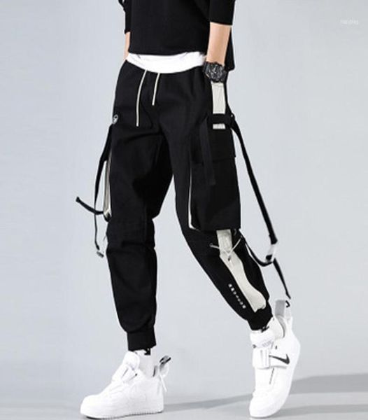 

men039s pants streetwear overalls harem hip hop casual sports joggers men cargo trousers fashion tactical men11218063, Black