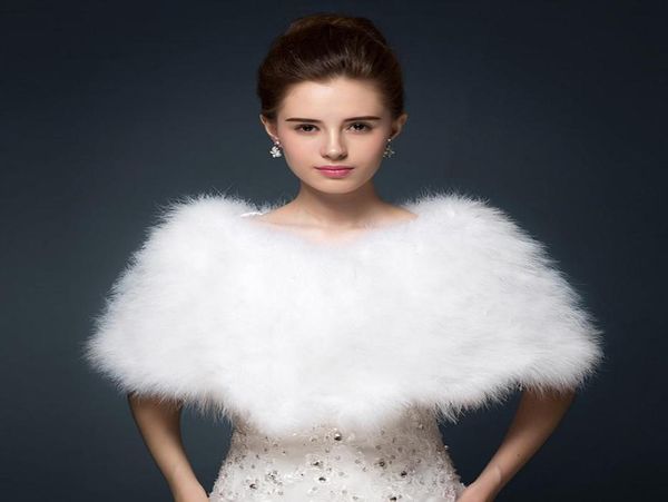 

ostrich feather bridal shawl fur wraps marriage shrug coat bride winter wedding party boleros jacket cloak white khaki8134967