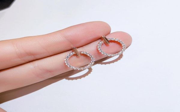 

dangle chandelier trendy round zircon earrings minimalist studs for women hoop s925 needle bling9351836, Silver