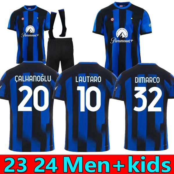 

s-4xl 23 24 lukaku lautaro final soccer jerseys thuram kids kit maillot de dzeko barella 2023 maglie football shirt 115 year gagliardini kva, Black;yellow