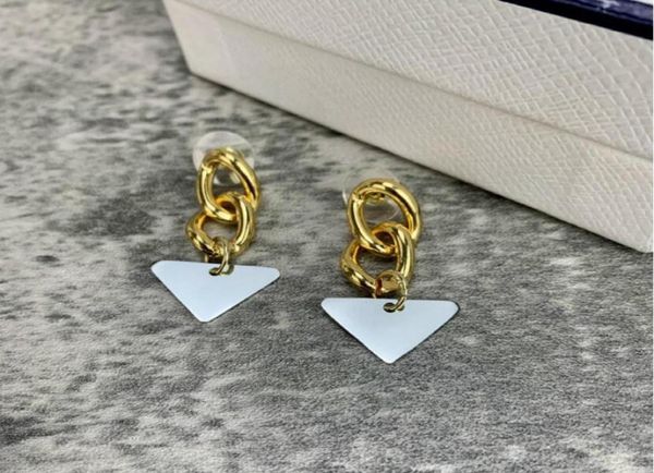 

european american triangle letter dangle earrings female net red with the same temperament fashion and cold wind big brand chandel2252424, Silver