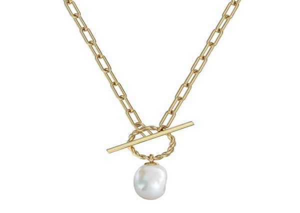 

t bar gold filled choker necklace good quality womans 2021 sell 14k plated stainls steel vintage pearl pendant necklace25956426260925, Silver