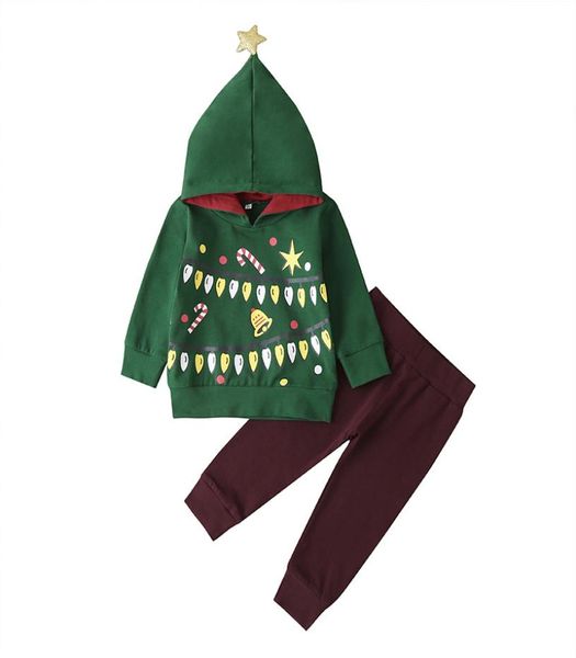 

2020 christmas kids clothing set for boys and girls toddler baby clothes long sleeve hoodies pants 2pcs girls clothing outfits chi7128414, White