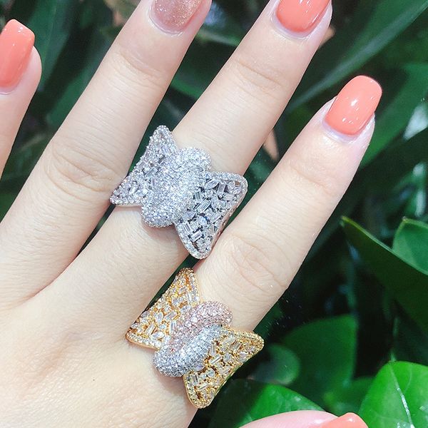 

wedding rings bride talk fashion brand rings jewelry butterfly exquisite cubic zirconia for women dubai wedding engagement ring jewelry 2307, Slivery;golden