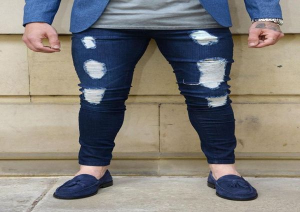 

skinny men pencil pants jeans fashion slim fit ripped jeans denim blue clothing trousers long pants3336646