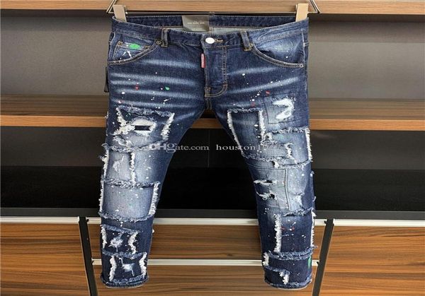 

ss20 new arrival designer men d2 denim cool guy jeans embroidery pants fashion holes trousers italy siz hjd dsquareds 6488719, Blue