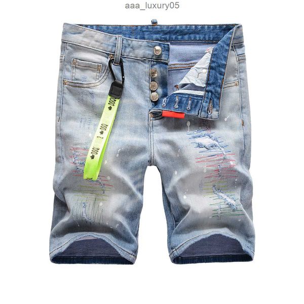 

cool guy short men's jeans hip hop rock moto mens design ripped distressed denim biker summer blue jeans short 1113 dsquare d2 dsqs dsq