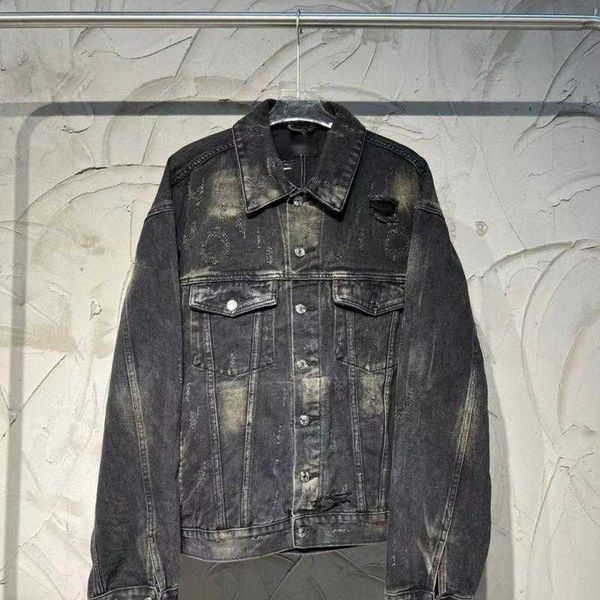 

luxury denim jacket mens cardigan bb designer baseball jacket street trend ripped jacket winter warm coat casual shirt for men and women, Black;brown