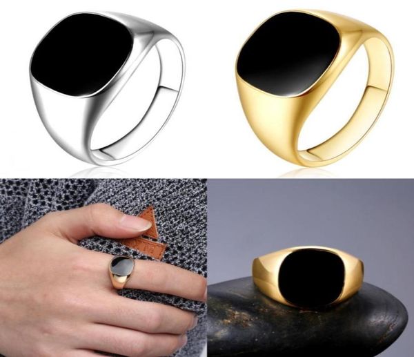 

rings selling classic men finger ring 18k gold plated fashion jewelry black enamel ring 8 j28565723, Golden;silver