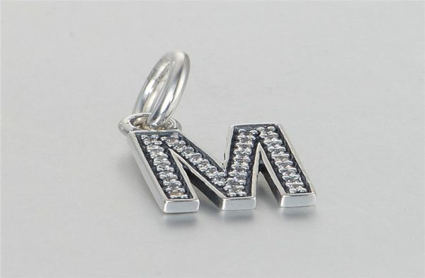 

pave clear crystal alphabet charm pendants bead 925 sterling silver dangle letters m beads for diy brand charms bracelets jewelry1079353, Black