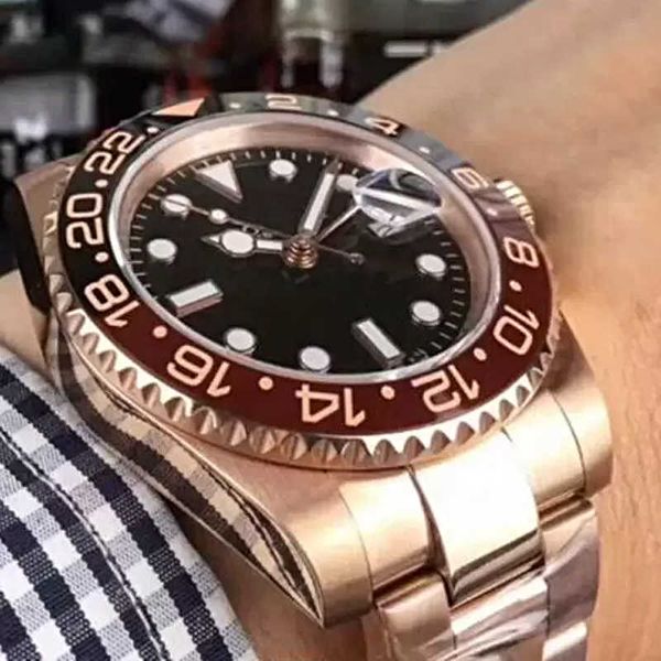 

fashion new watch ceramic bezel stainless steel strap cerachrom black brown bezel 40mm automatic rose gold men watches luxury designer wrist, Slivery;golden