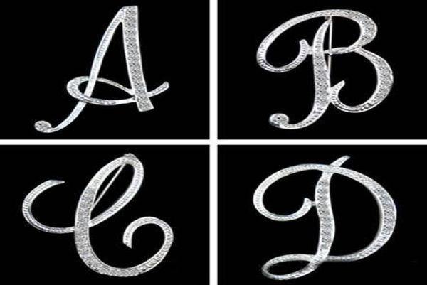 

fashion 26 english letter brooch pins sparkling crystal silver plated alphabet brooch women men fine jewelry lover gift3369876, Gray