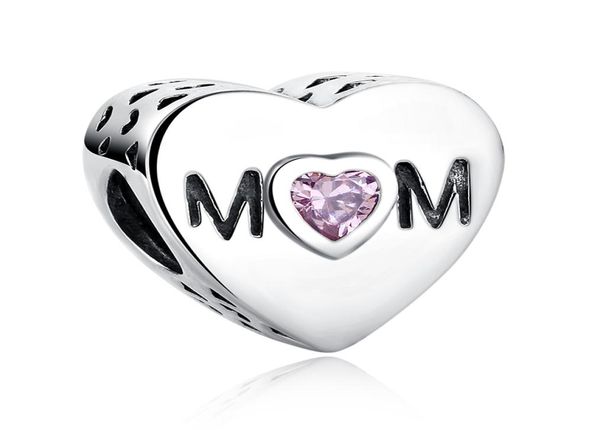 

pink cubic zircon openwork mom charm beads fit charm bracelet fashion jewelry wholesale accessory8434428, Black