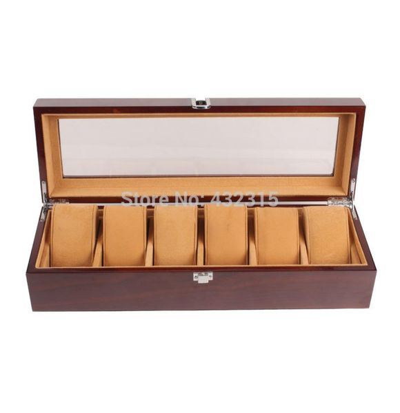 

6 grids high grade wooden sell display watch box jewelry box china packaging factory supply may customize2468992, Black;blue