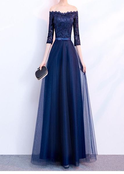 

elegant navy blue evening dress strapless half sleeves pleats tulle lace prom dresses laceup zipper back plus size evening dr1826713, Black;red