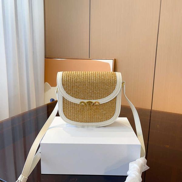 

women summer bag saddle designer handbags beach straw bags cute mini tote bag fashion metal print flap crossbody shoulder bags purse 230713