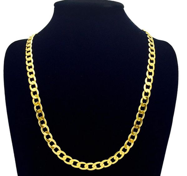 

statement jewelry curb chain 24k yellow gold filled solid necklace for women men 24in long1715139, Silver