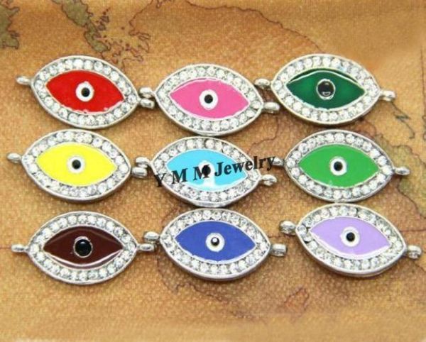 

whole 50pcs eye shape crystal connectors mix color charms bracelet connector 3937393, Silver