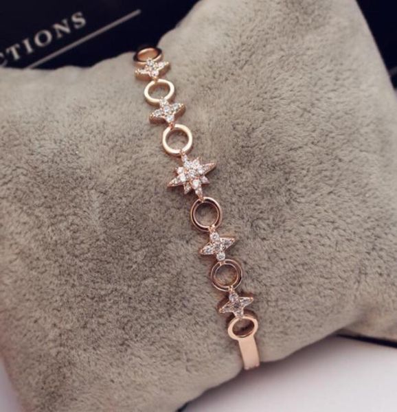 

simple design super flash zircon stars highend bracelet jewelry temperament ladies exquisite bracelet 18k gold plated luxury2492993, Black