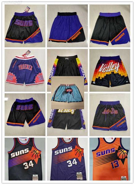

phoenix''suns''shorts mens throwback basketball shorts pocket basketball jersey steve 13 nash 34 charles''bark, Black