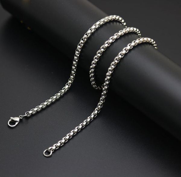 

10pcs 3mm stainless steel box necklace chain for women men locket pendant8206198, Silver