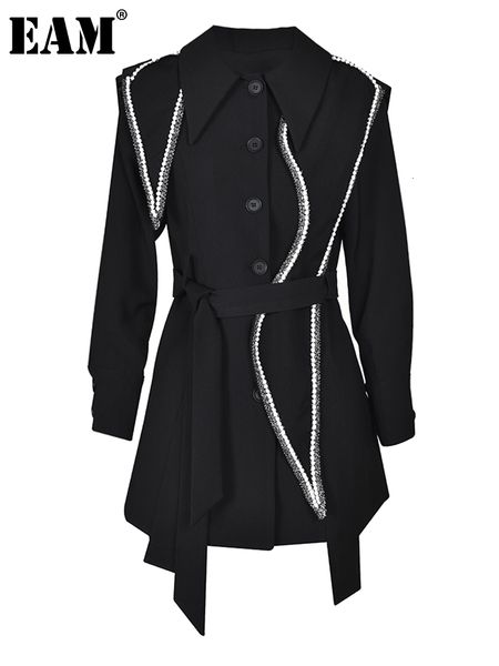 

urban dresses eam black irregular color-block blazer dress women lapel long sleeve loose fit fashion spring autumn 1df509801 230712, White;black