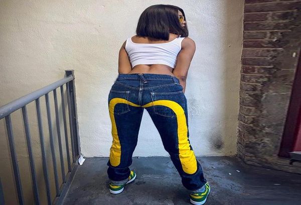 

women039s jeans 2021 colorblocklow rise streetwear women cargo pants fall colorblock graphic denim trousers woman6028363, Blue