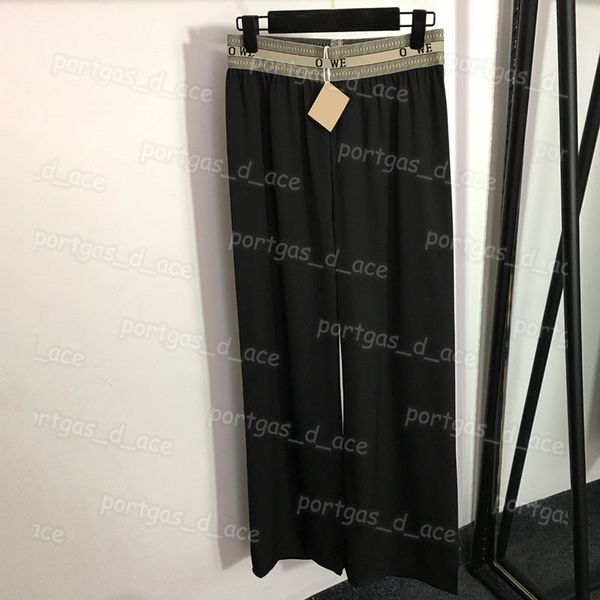 

luxury letter webbing trousers women pants high rise design pants wide leg woman charm trousers, Black