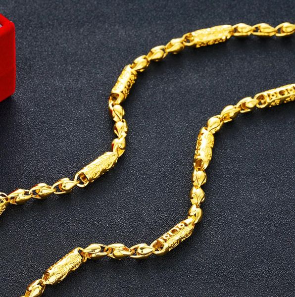

solid necklace hip hop beads chain 18k yellow gold filled fashion mens chain link rock style polished jewelry9731455, Silver