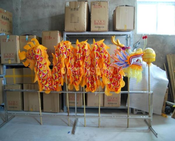 

10m size 4 for 6 adults silk fabric halloween stage prop dragon dance original dragon chinese folk costume christmas ornament4040641, Black;red