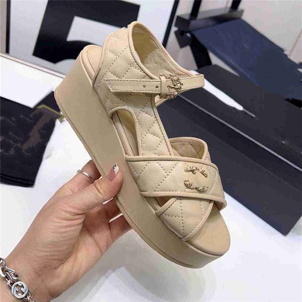 

summer popular women's sandals 2023 channel fashion luxury brand business work leisure travel letter logo women's high heels men&#, Black