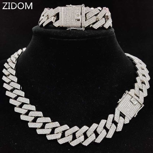 

men women hip hop chain necklace for fashion party 20mm width rhombus cuban chains necklace hiphop iced out bling jewelry l230704, Silver