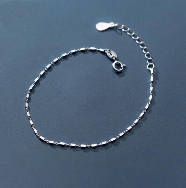 

beautiful genuine sterling silver link chain bracelet jewelry gift white rhodium plated stamped s925 bracelets for women girls who9126956, Black