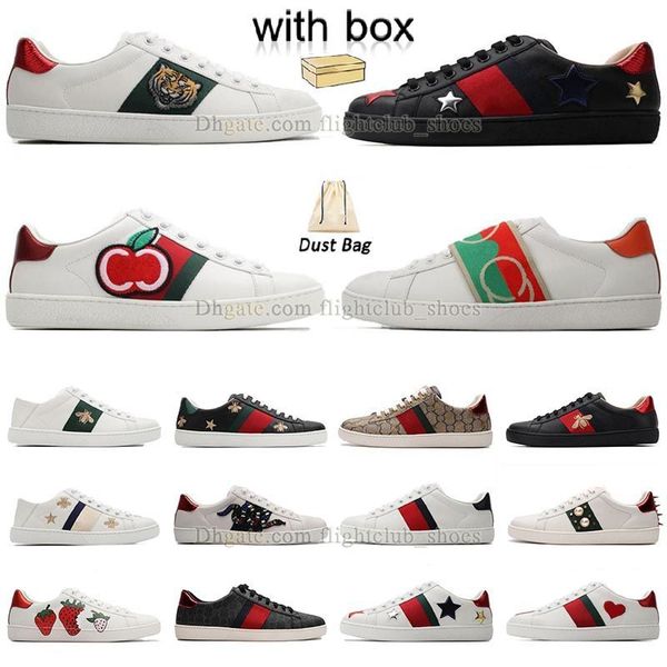 

original shoes cartoons casual shoe italy bee ace genuine leather snake embroidery tiger stripes classic famous outdoor party sneakers train, Black
